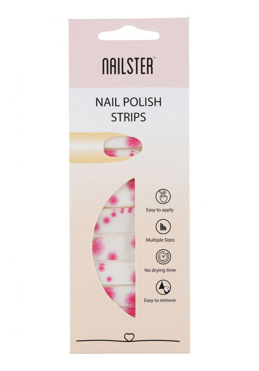 Nail Strip White/Pink Flower