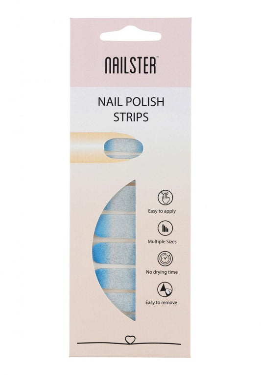 Nail Strip Glitter Blue/White