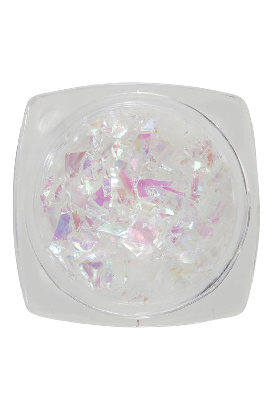 Glas Flake White/Pink Glitter